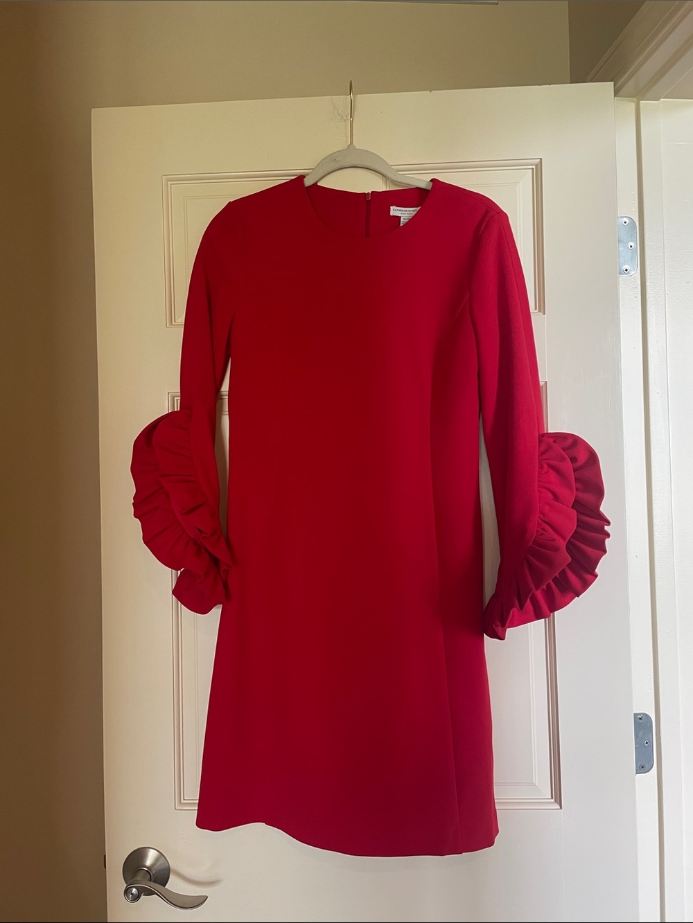 Katherine Barclay Red Long-Sleeve Dress with Ruffle Cuffs